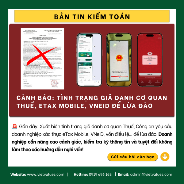 CẢNH BÁO DOANH NGHIỆP: GIẢ DANH CƠ QUAN THUẾ, eTAX MOBILE, VNeID ĐỂ LỪA ĐẢO