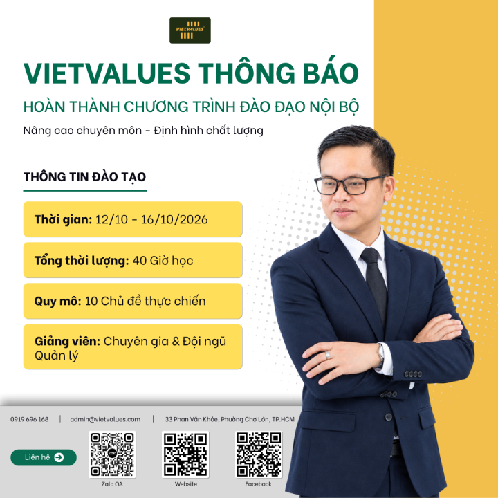 VIETVALUES HOÀN THÀNH XUẤT SẮC CHƯƠNG TRÌNH ĐÀO TẠO NỘI BỘ NĂM 2026