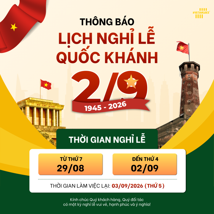 THÔNG BÁO LỊCH NGHỈ LỄ QUỐC KHÁNH 02/09/2026