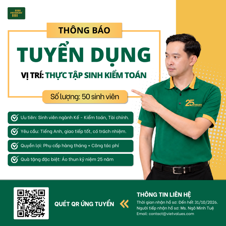 VIETVALUES GROUP TUYỂN DỤNG THỰC TẬP SINH KIỂM TOÁN 2027